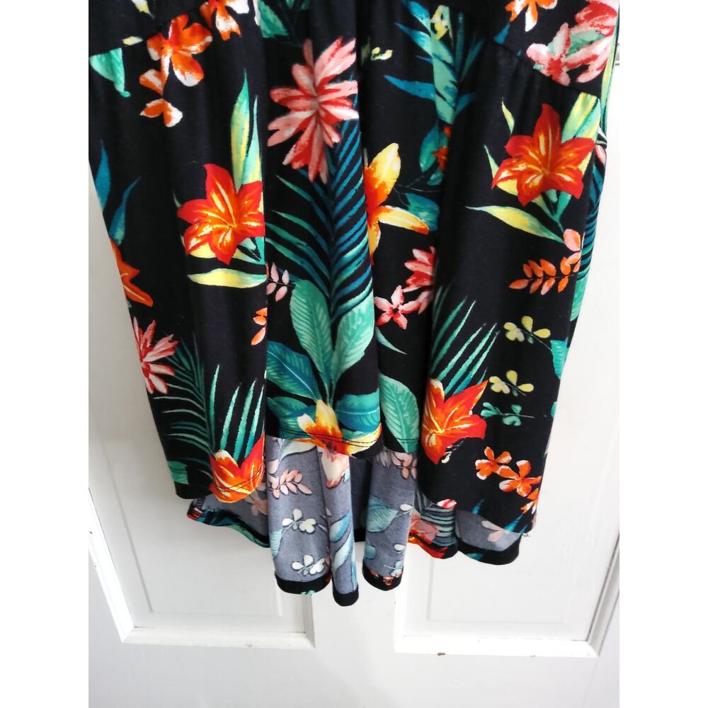 Derek Heart Hawaiian cami babydoll maxi dress sz S blk floral hi-low beachy - Picture 5 of 9